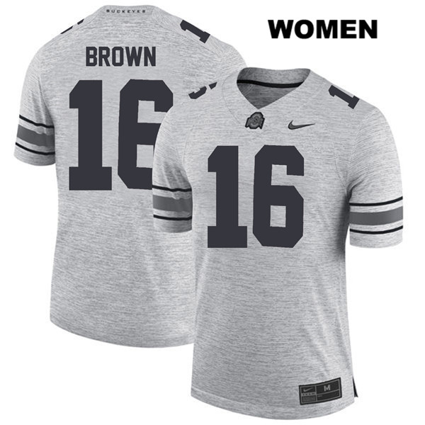 Ohio State Buckeyes Women's Cameron Brown #16 Gray Authentic Nike College NCAA Stitched Football Jersey RU19Z63TM